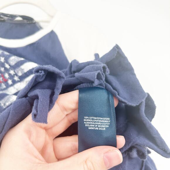 Ralph Lauren Girls 4th of July USA American Flag Ruffled T-Shirt Dress Size 5 - Picture 4 of 6